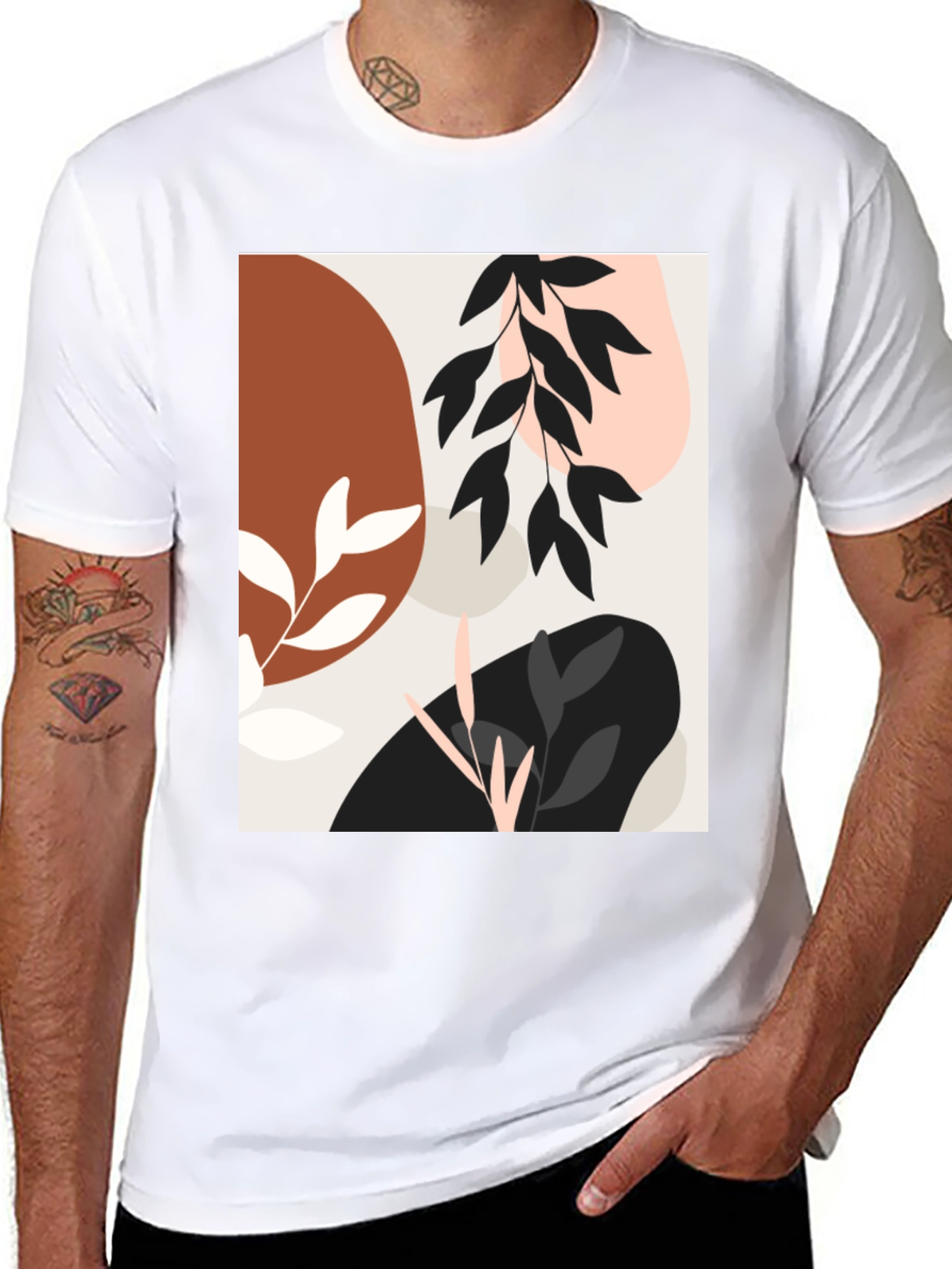 Modern Abstract Graphic Print Black T-Shirt