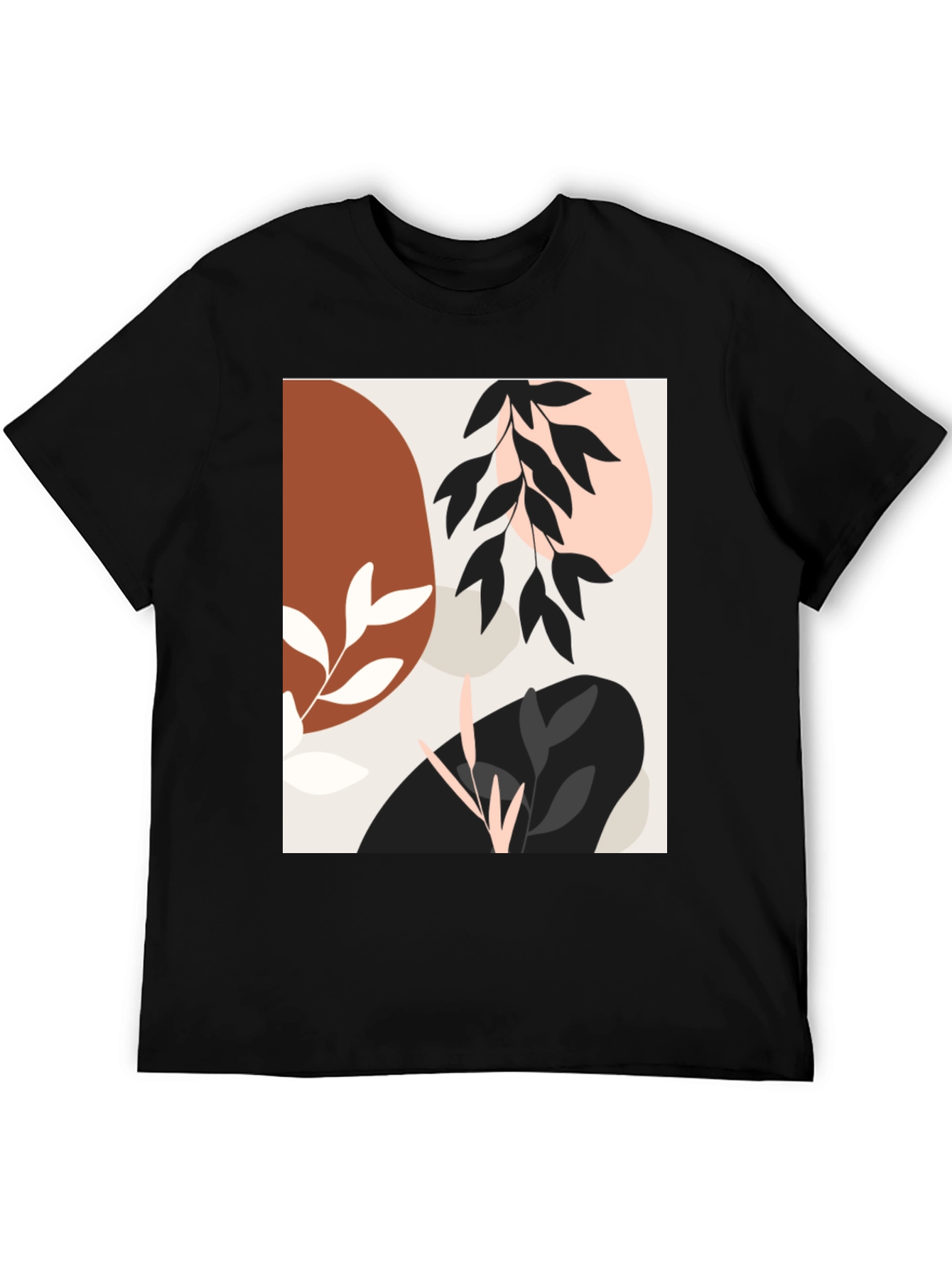 Modern Abstract Graphic Print Black T-Shirt