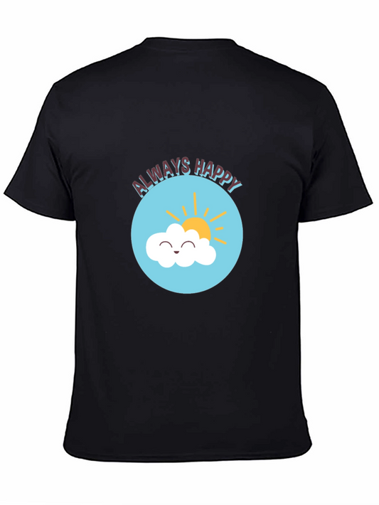 Always Happy Graphic Print Black T-Shirt