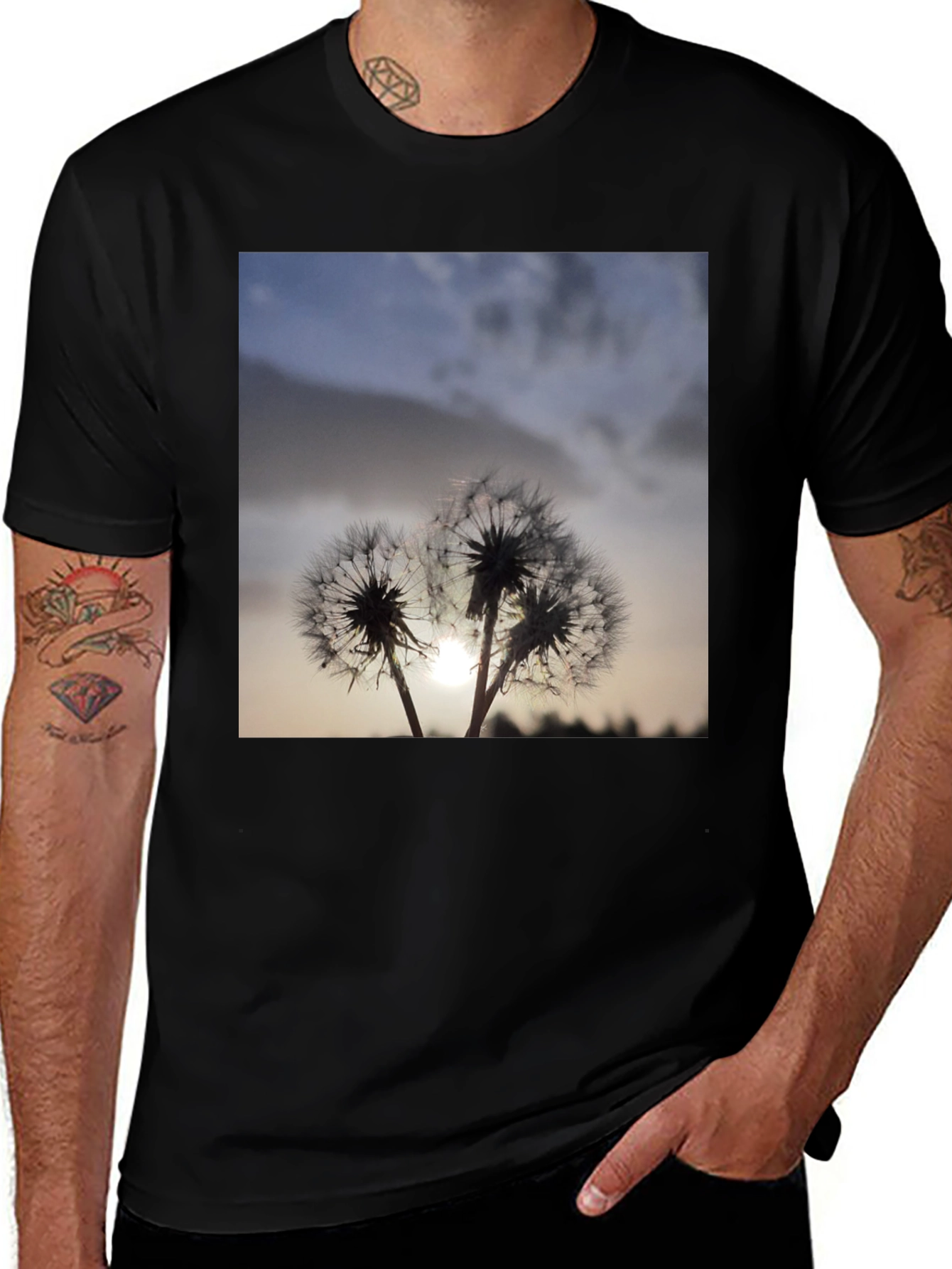 Dandelion Silhouette T-Shirt - Stylish Black Tee