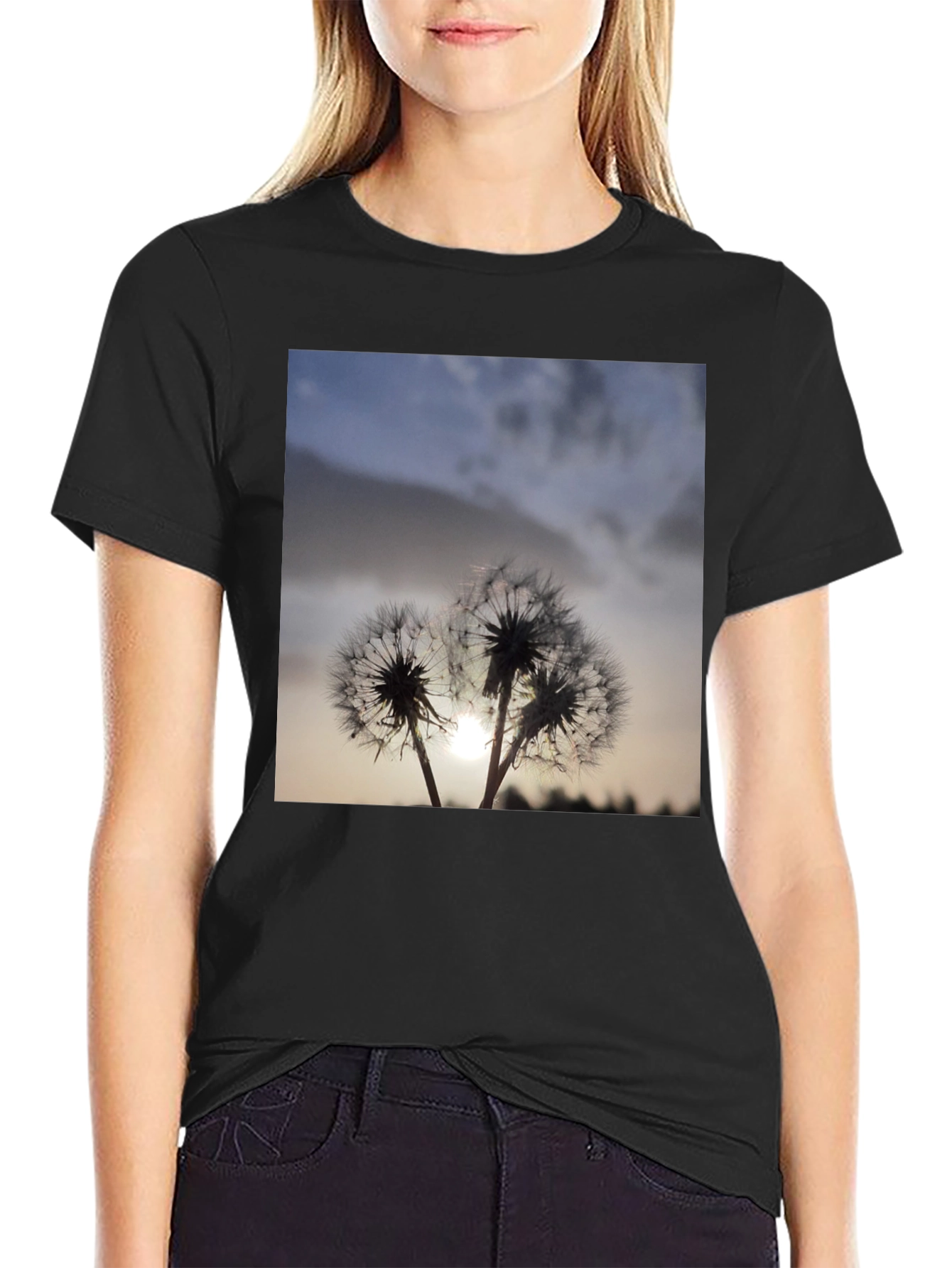 Dandelion Silhouette T-Shirt - Stylish Black Tee