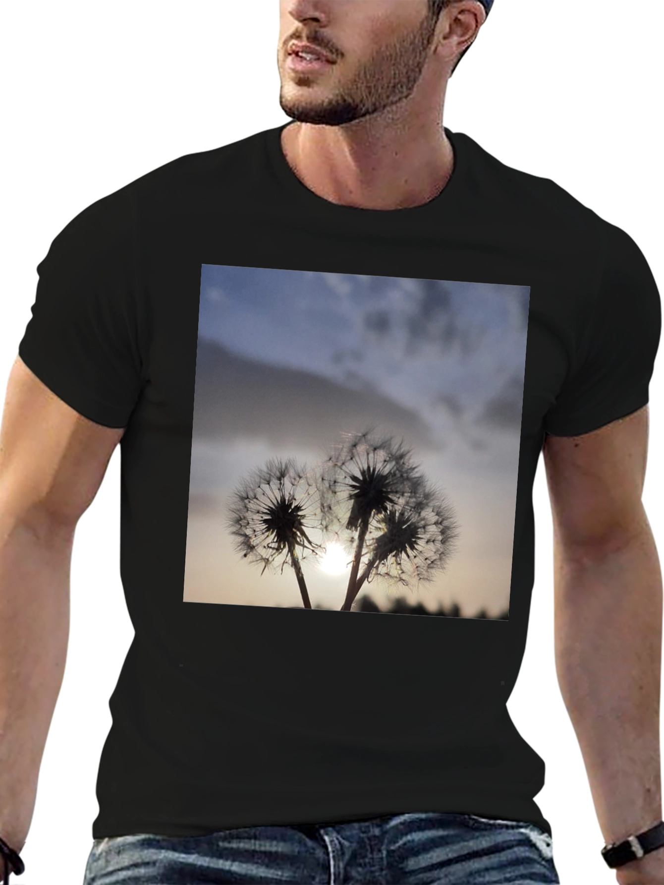 Dandelion Silhouette T-Shirt - Stylish Black Tee