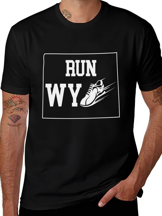 Run WY T-Shirt - Wyoming State Running Tee