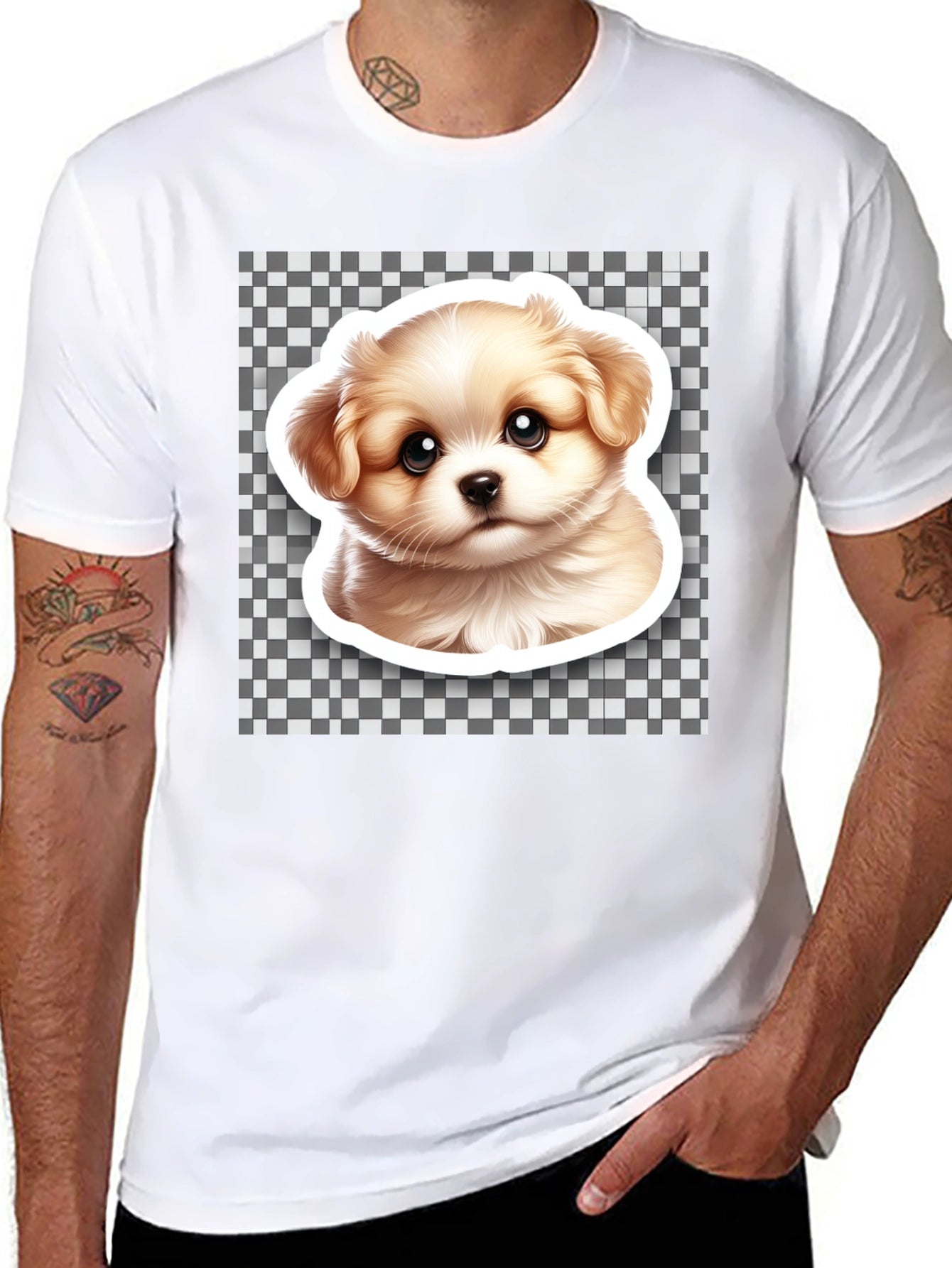 Cute Puppy Graphic Black T-Shirt