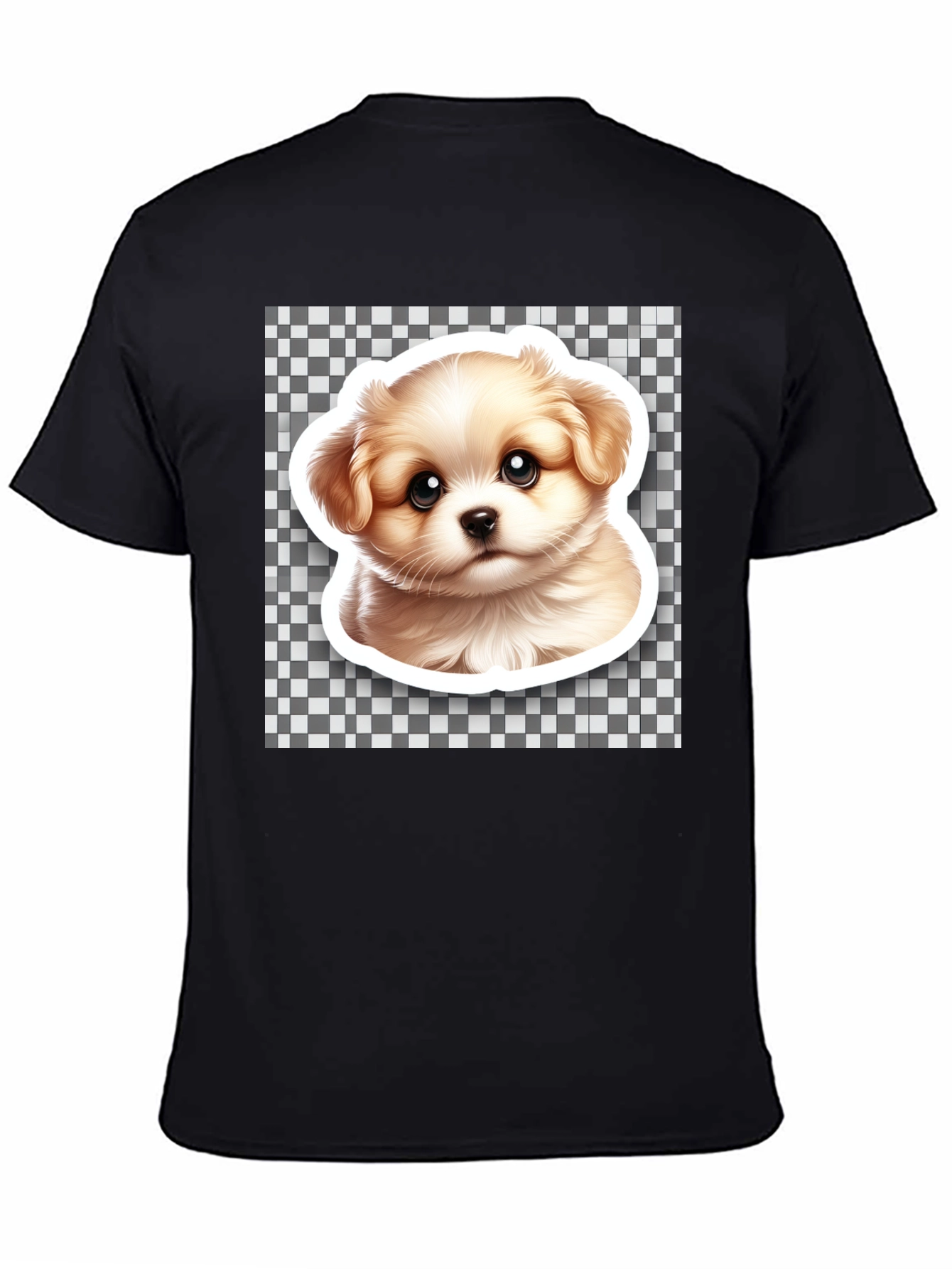Cute Puppy Graphic Black T-Shirt