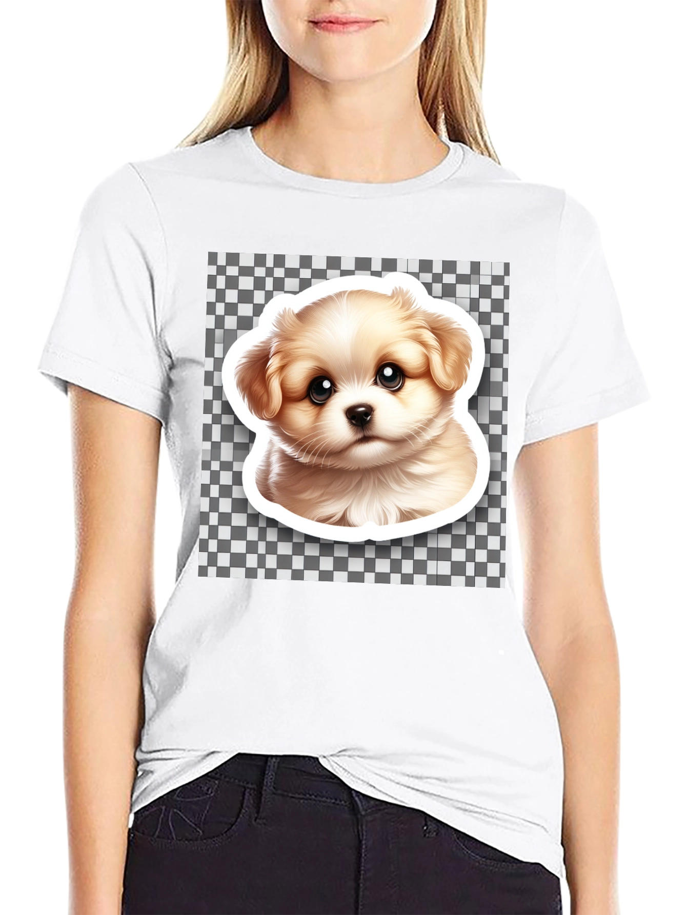Cute Puppy Graphic Black T-Shirt