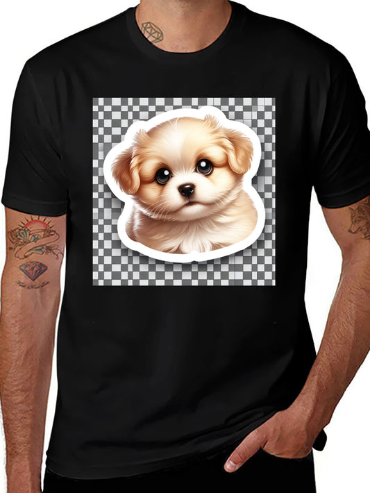 Cute Puppy Graphic Black T-Shirt