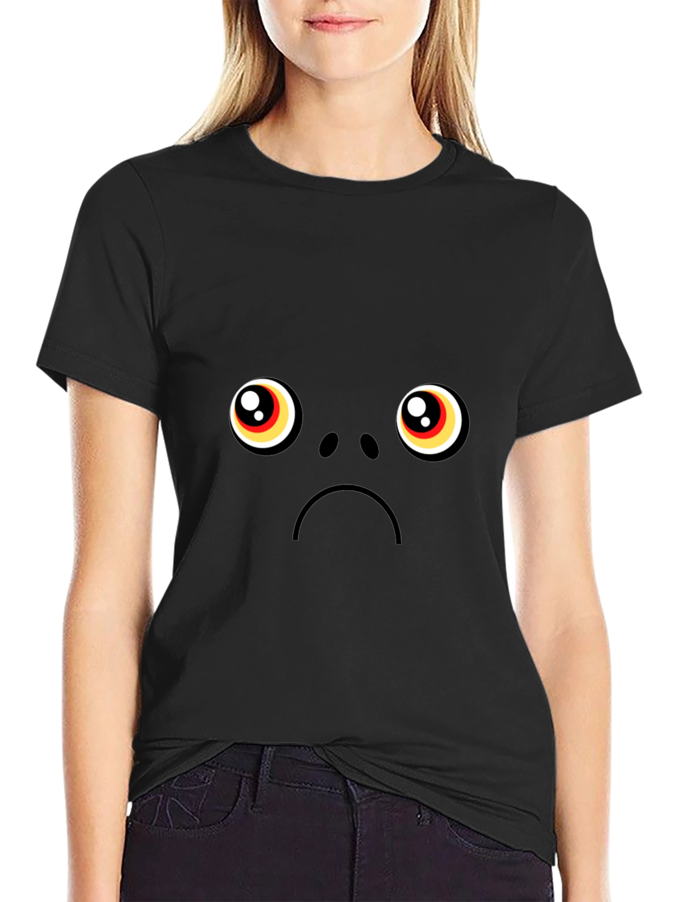 Sad Pug Face Black T-Shirt - Express Your Mood