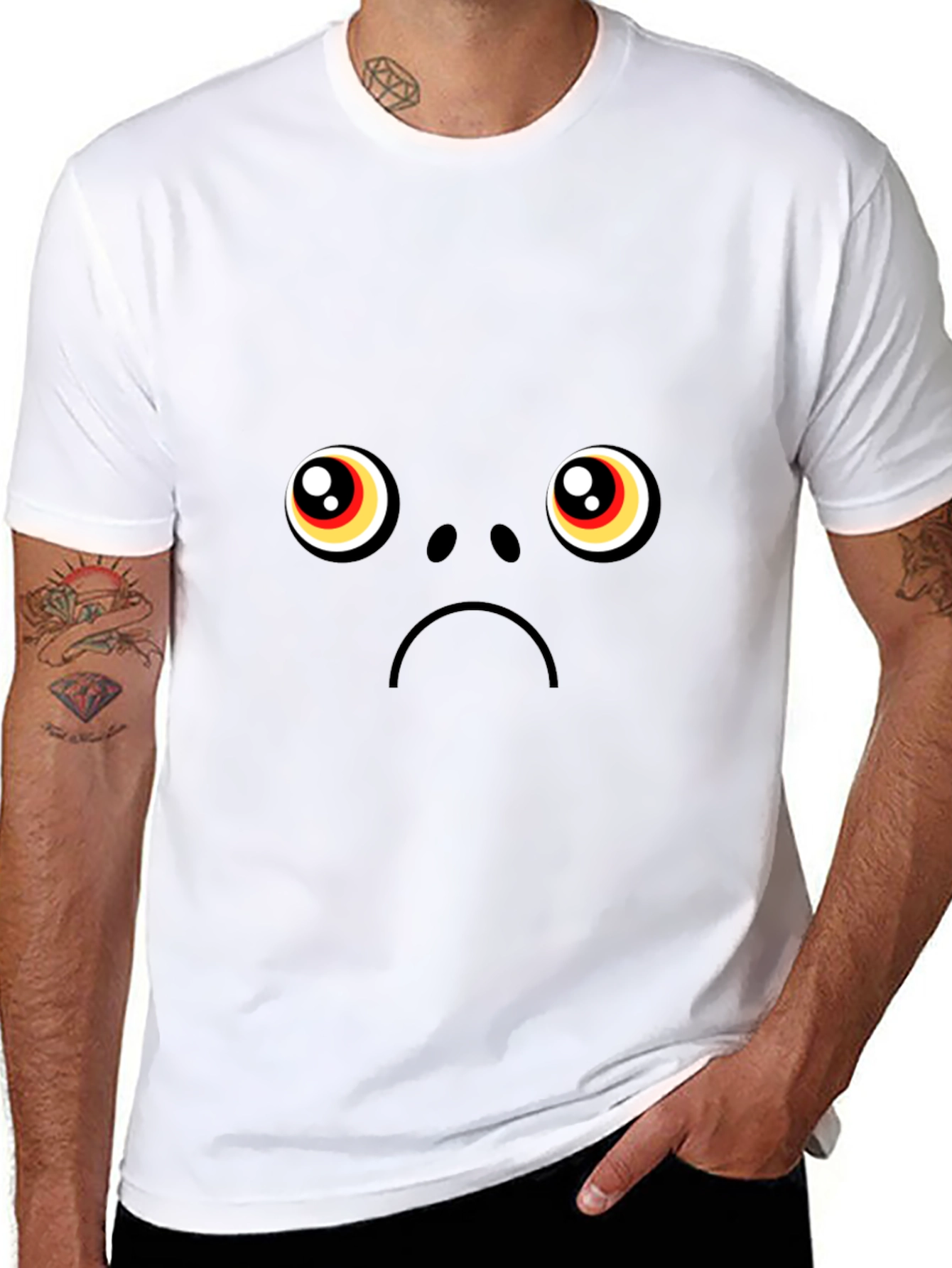 Sad Pug Face Black T-Shirt - Express Your Mood
