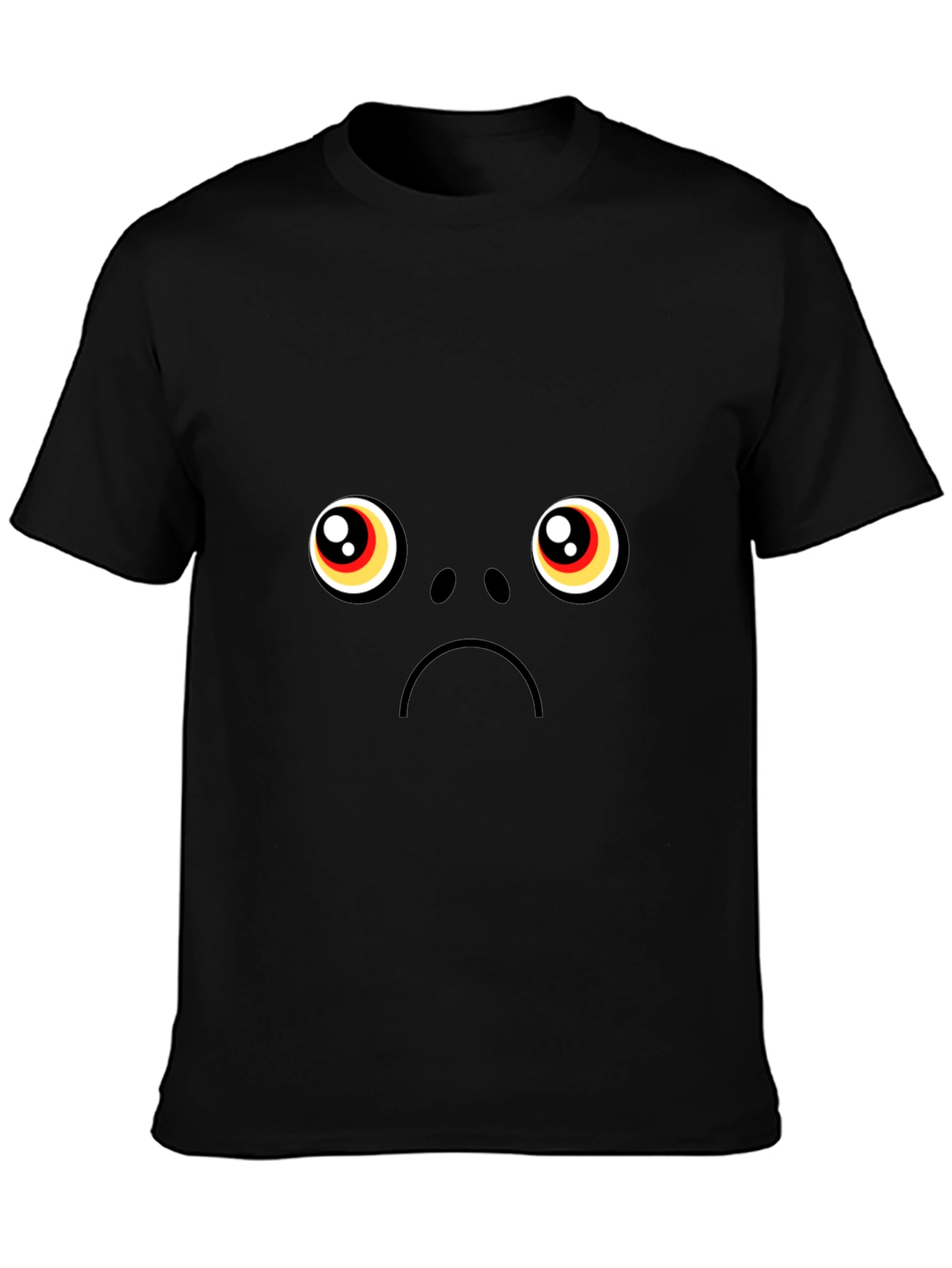 Sad Pug Face Black T-Shirt - Express Your Mood