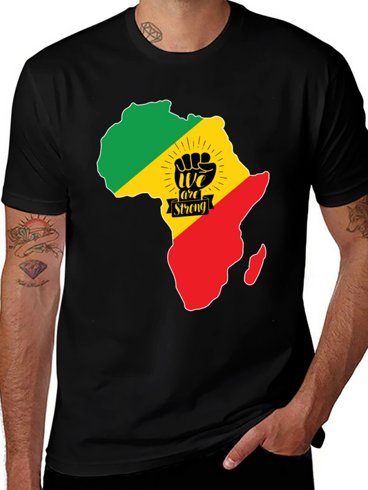Africa Continent Fist We Are Strong Black T-Shirt