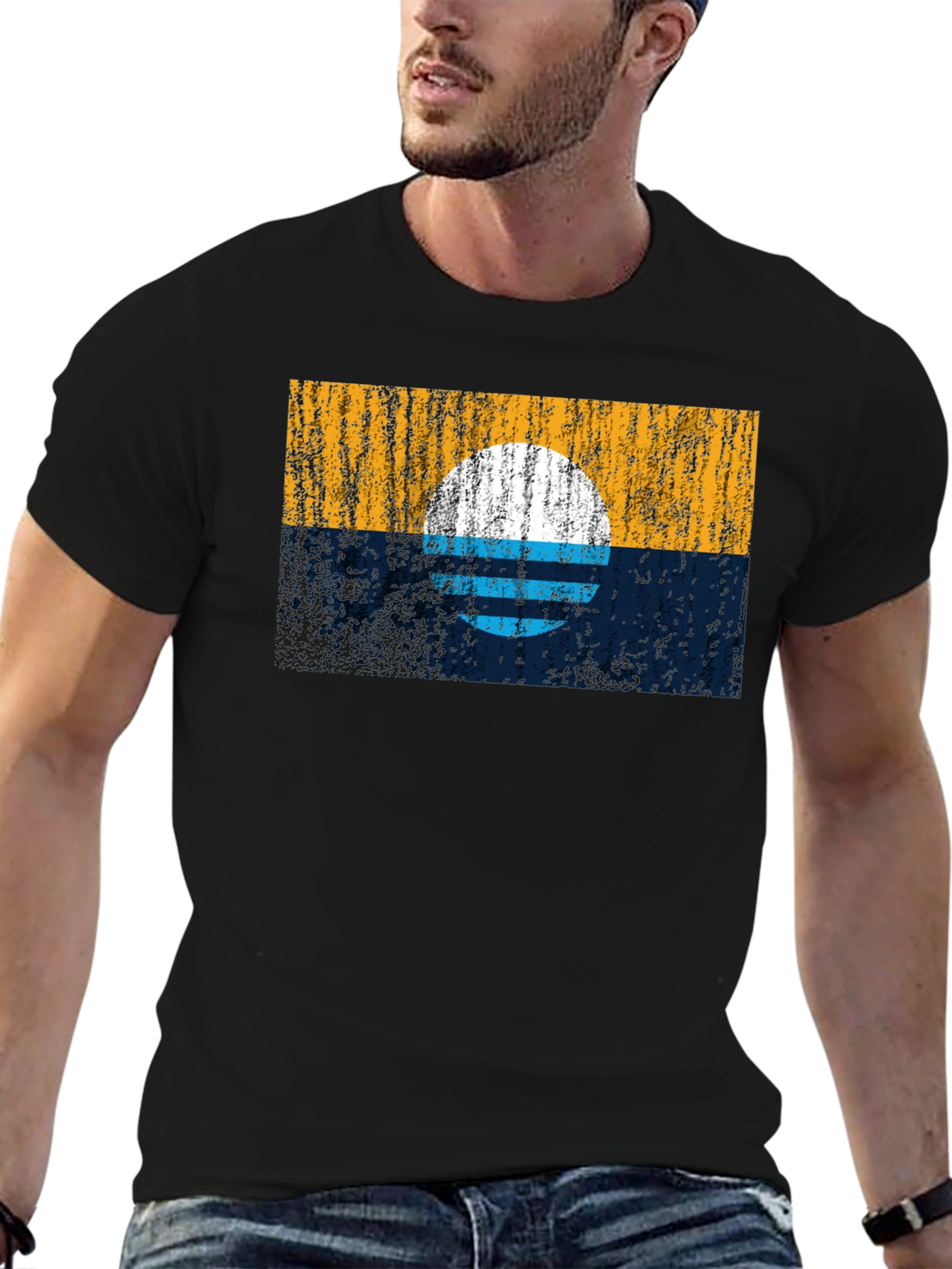 Sunset Graphic Tee - Retro Style Black T-Shirt