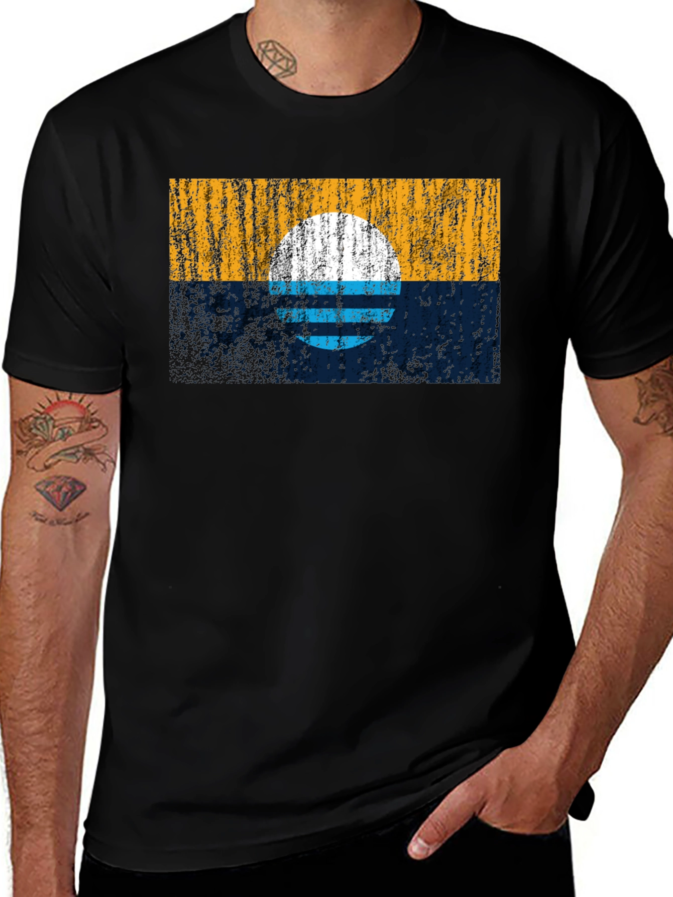 Sunset Graphic Tee - Retro Style Black T-Shirt