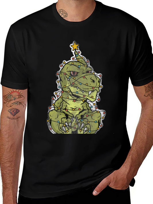 Dino Christmas Tree T-Shirt - Festive Dinosaur Tee