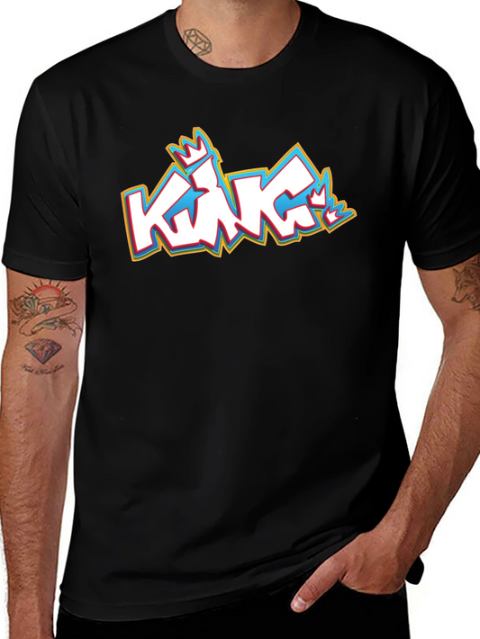 King Graffiti Style Black Graphic T-Shirt