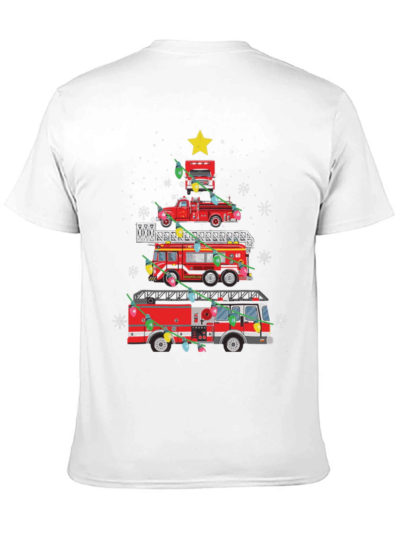 Firetruck Christmas Tree Tee - Holiday Firefighter Shirt
