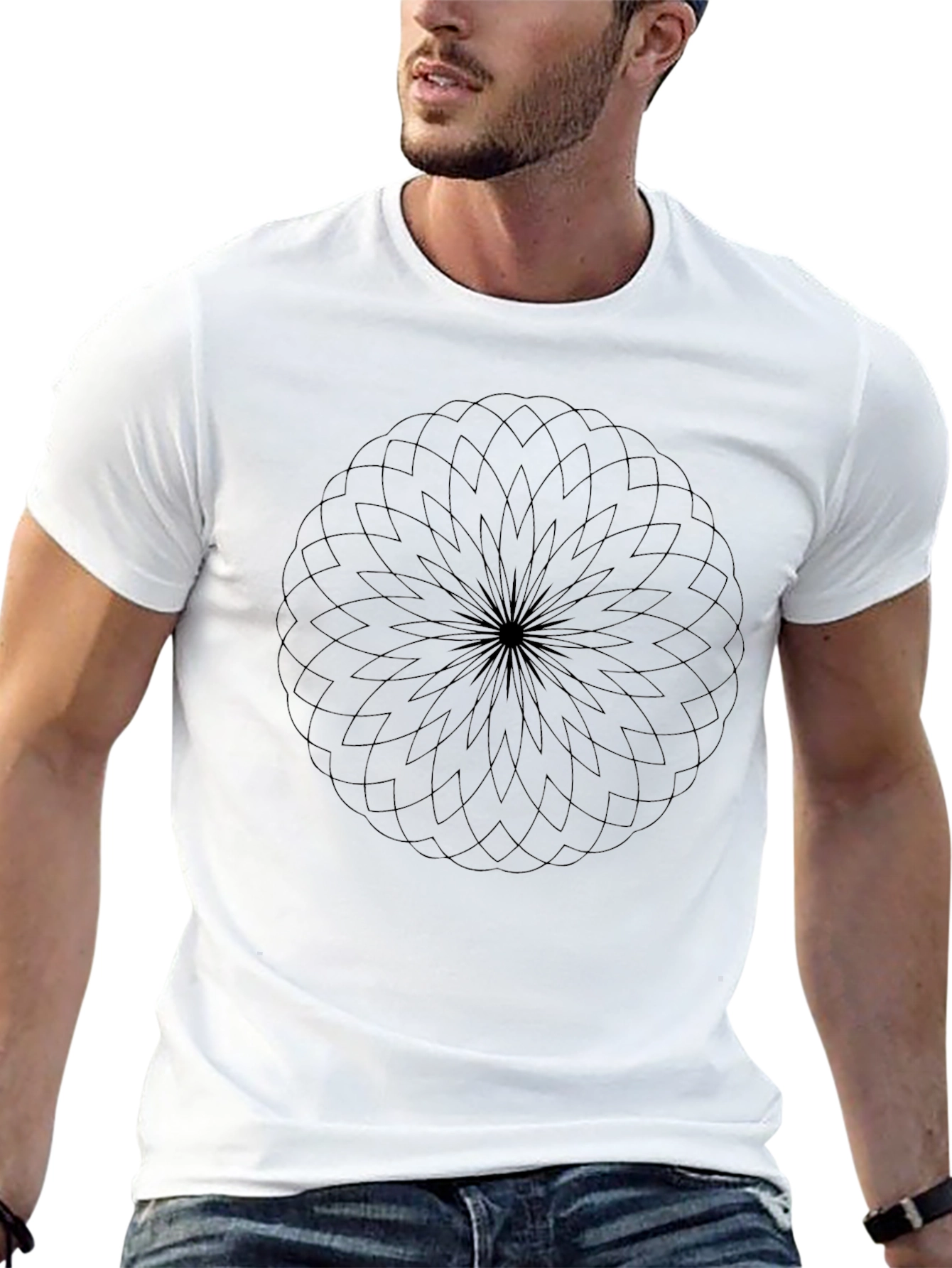 Geometric Mandala Black T-Shirt - Modern Style