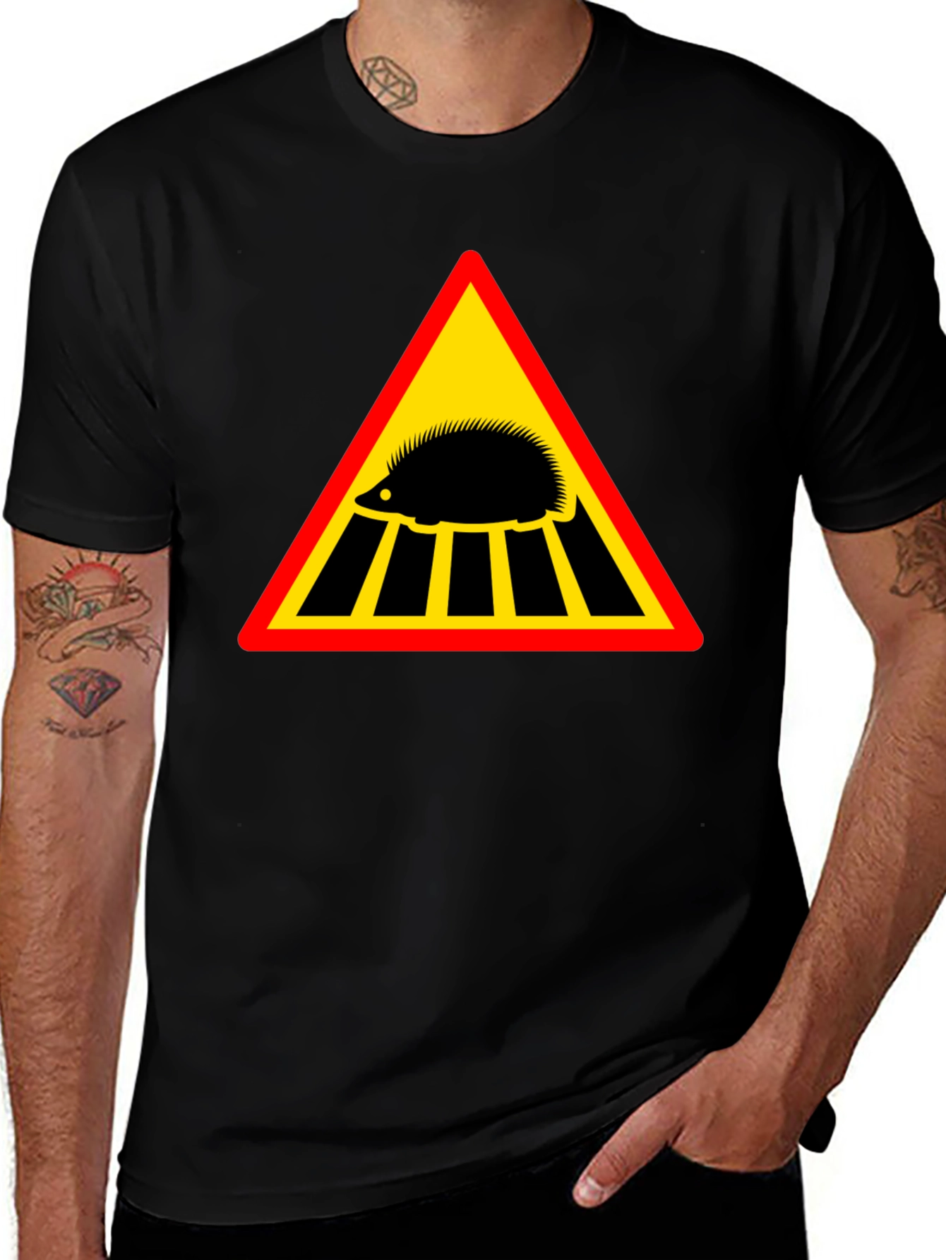 Hedgehog Crossing Mens Black T-Shirt