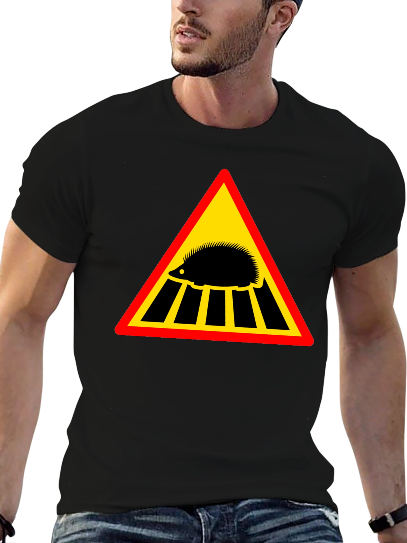 Hedgehog Crossing Mens Black T-Shirt