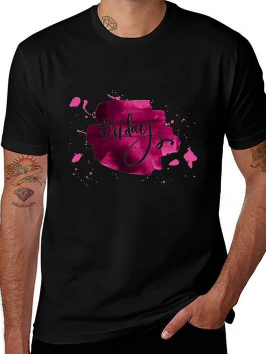 Friday Pink Splatter Graphic T-Shirt