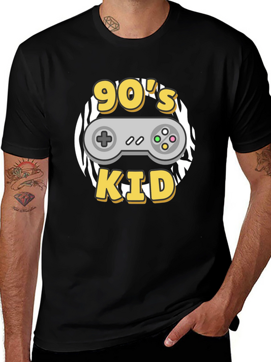 90s Kid Black T-Shirt with Game Controller