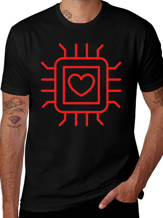 Tech Heart T-Shirt - Black Unique Design