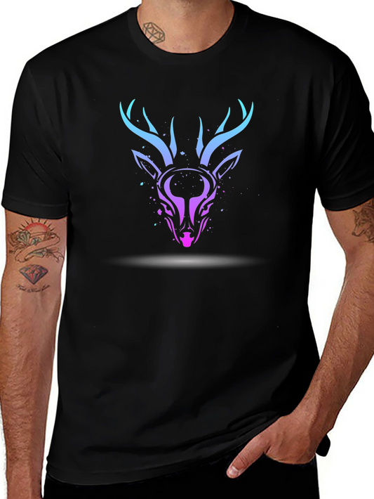 Gradient Deer Graphic Black T-Shirt