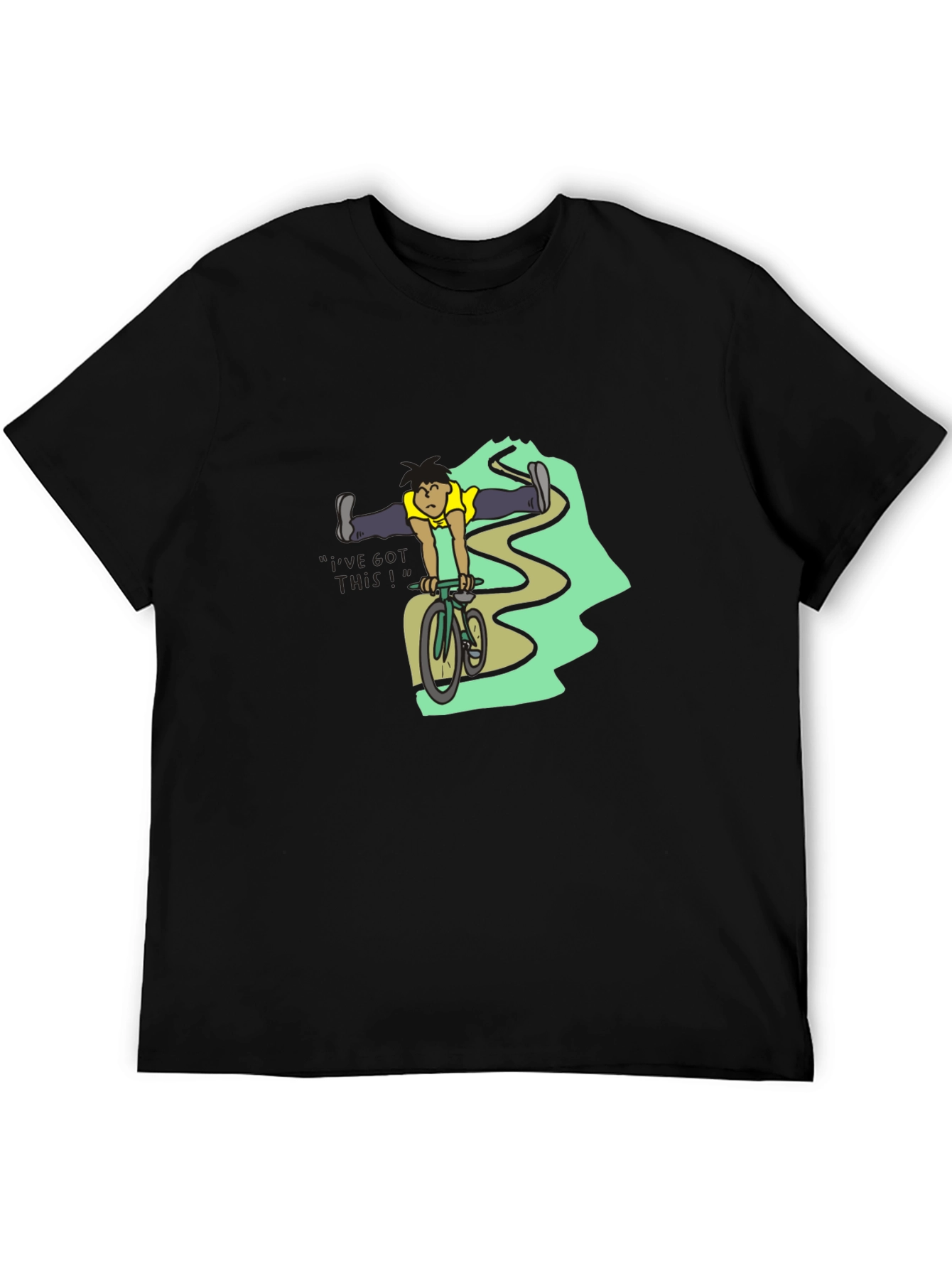 Black T-Shirt with Cyclist Graphic