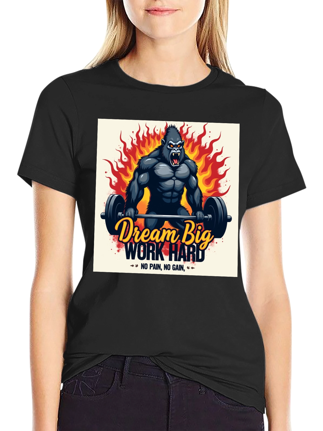 Dream Big Work Hard Gorilla Graphic T-Shirt