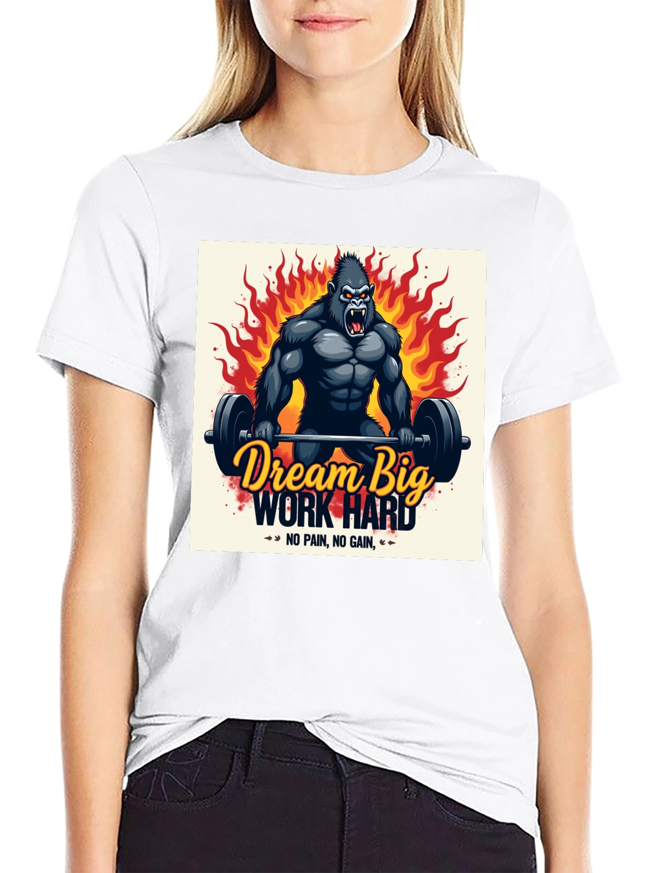 Dream Big Work Hard Gorilla Graphic T-Shirt
