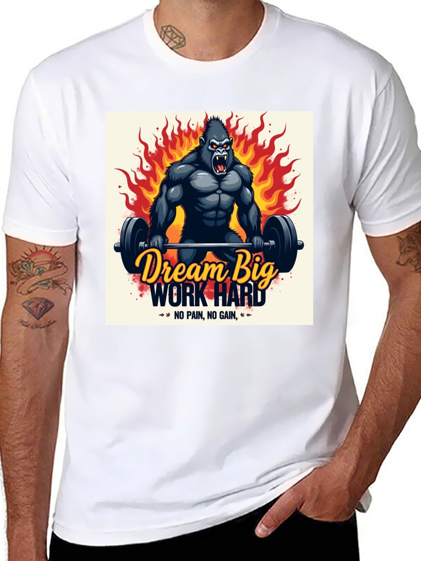 Dream Big Work Hard Gorilla Graphic T-Shirt