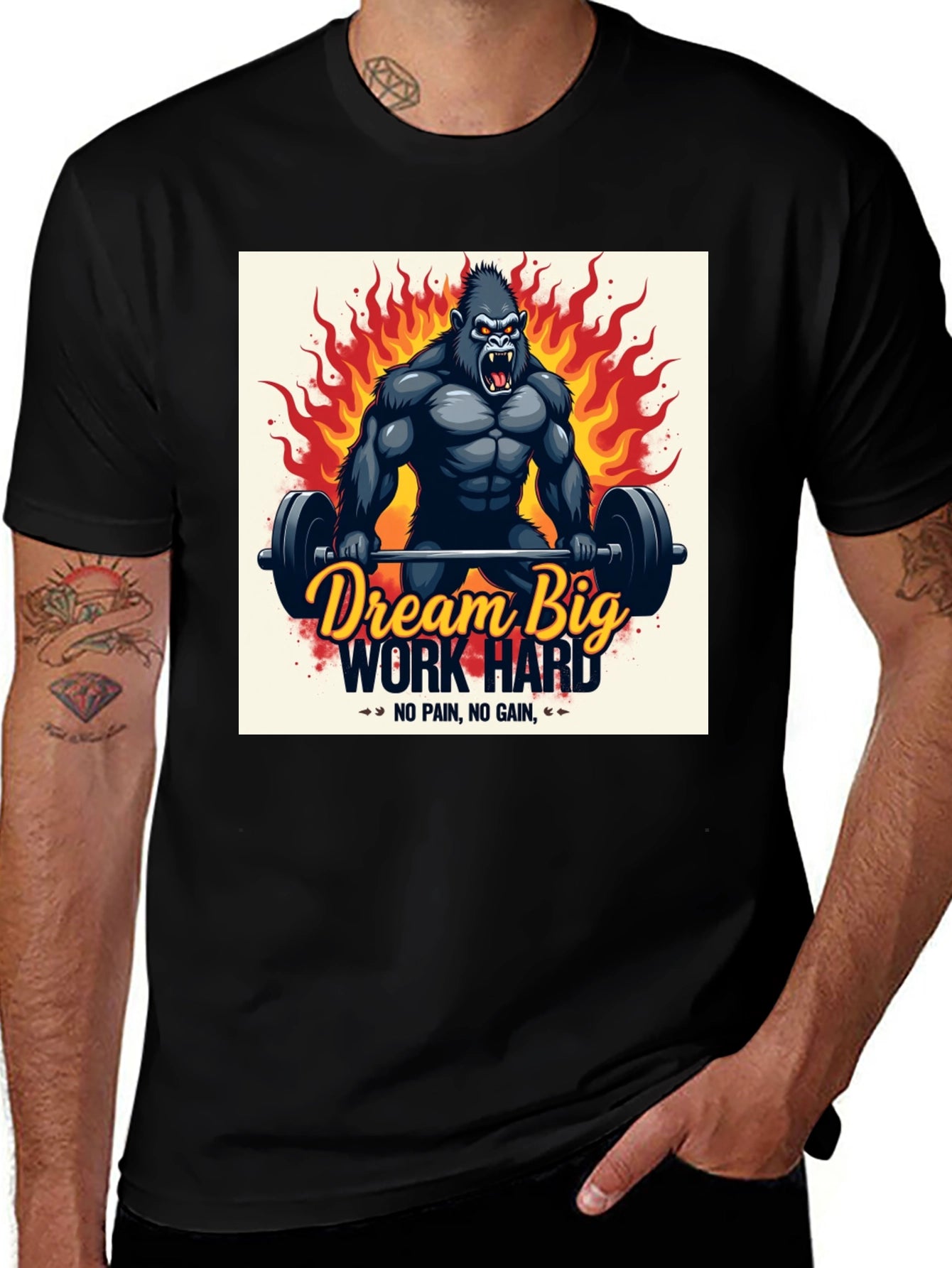 Dream Big Work Hard Gorilla Graphic T-Shirt