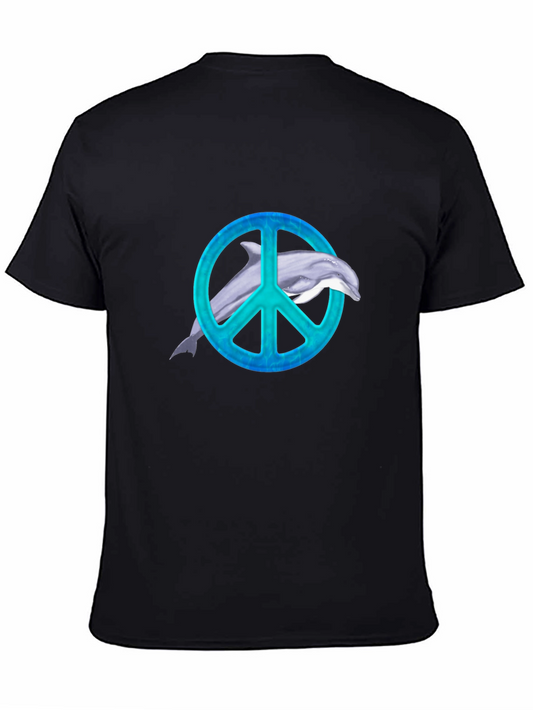 Dolphin Peace Sign Black T-Shirt