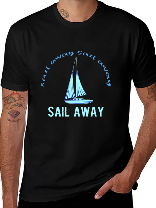 Sail Away Graphic Tee - Black Cotton T-Shirt