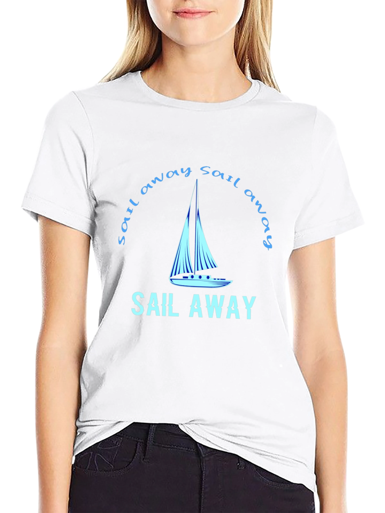 Sail Away Graphic Tee - Black Cotton T-Shirt
