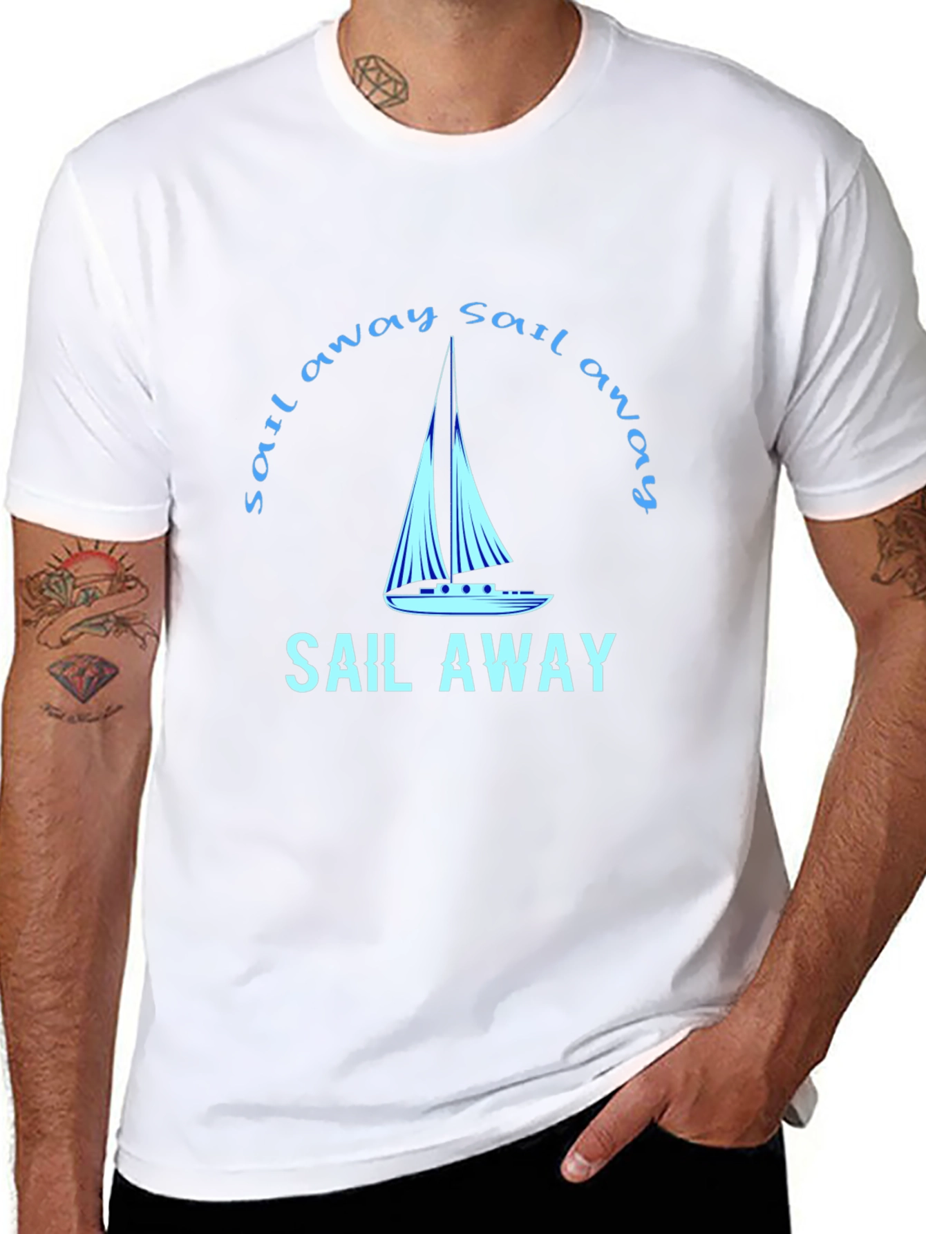 Sail Away Graphic Tee - Black Cotton T-Shirt