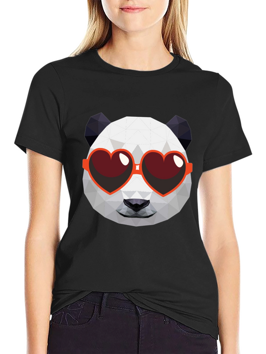 Geometric Panda Heart Sunglasses Graphic Tee