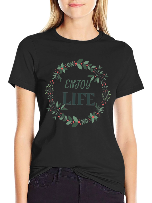 Enjoy Life Wreath Graphic Tee - Stylish Casual Wear