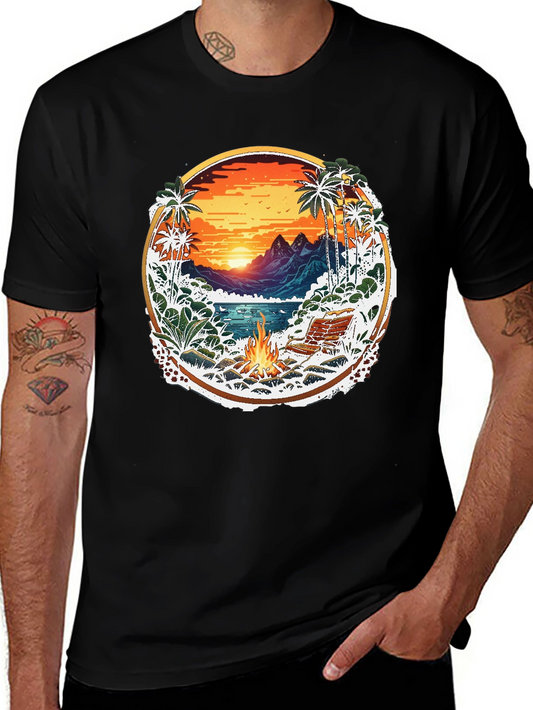 Tropical Sunset Graphic T-Shirt