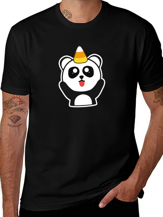 Candy Corn Panda T-Shirt - Unisex Black Tee