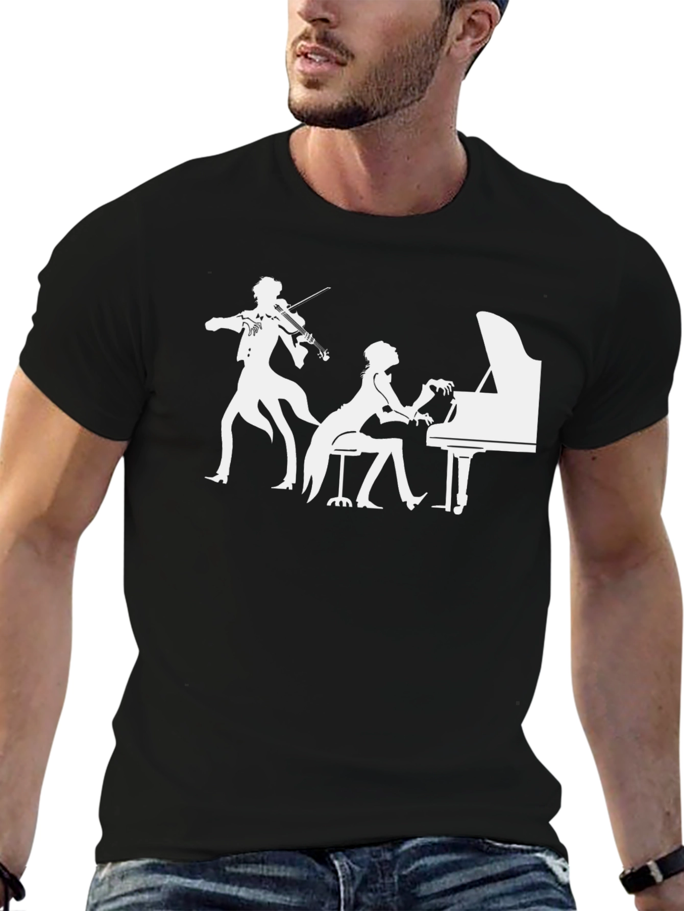 Musical Duet Graphic Tee - Piano & Violin Concert