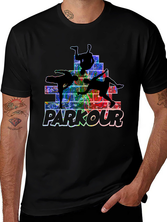 Parkour Silhouette Graphic Tee - Urban Style