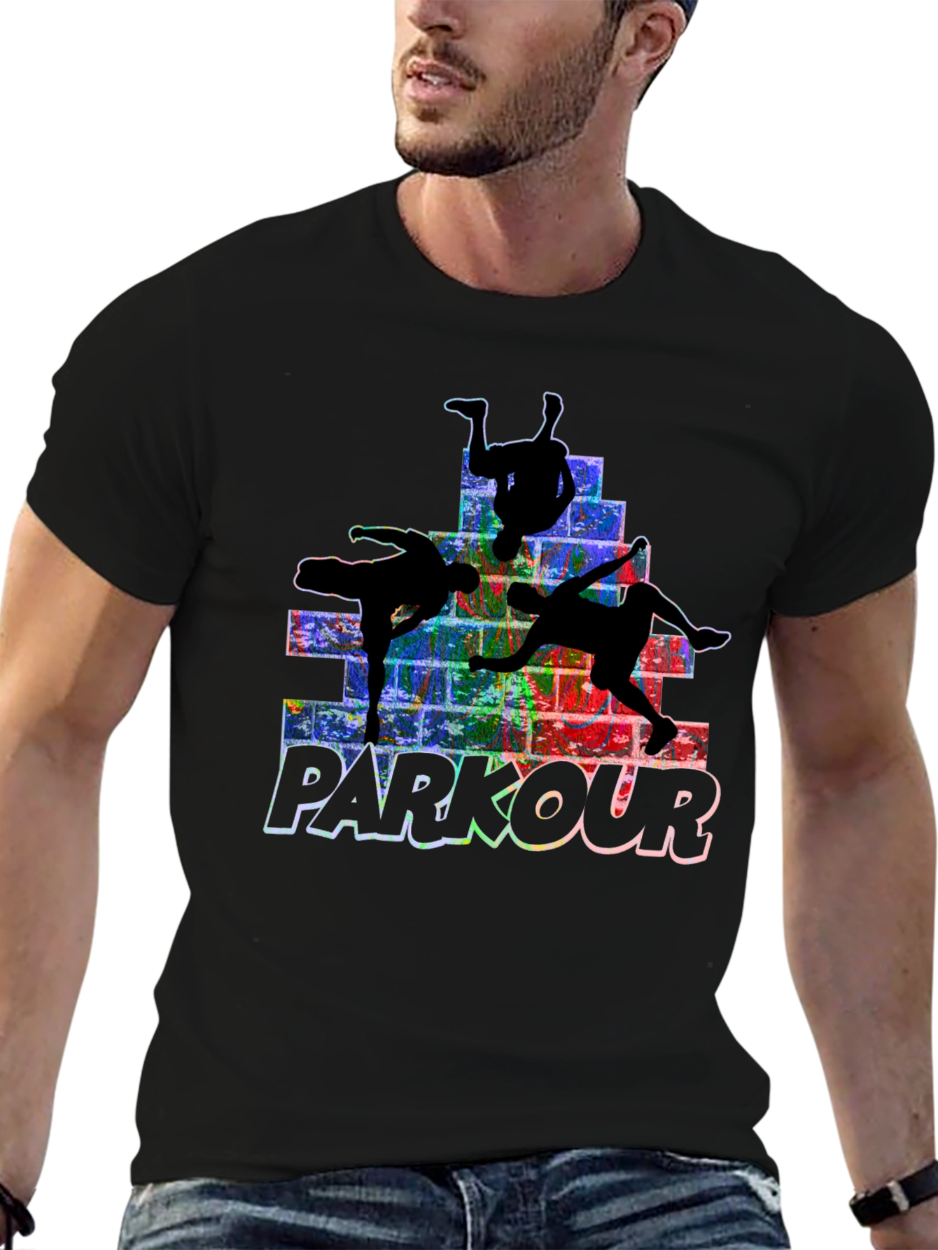Parkour Silhouette Graphic Tee - Urban Style