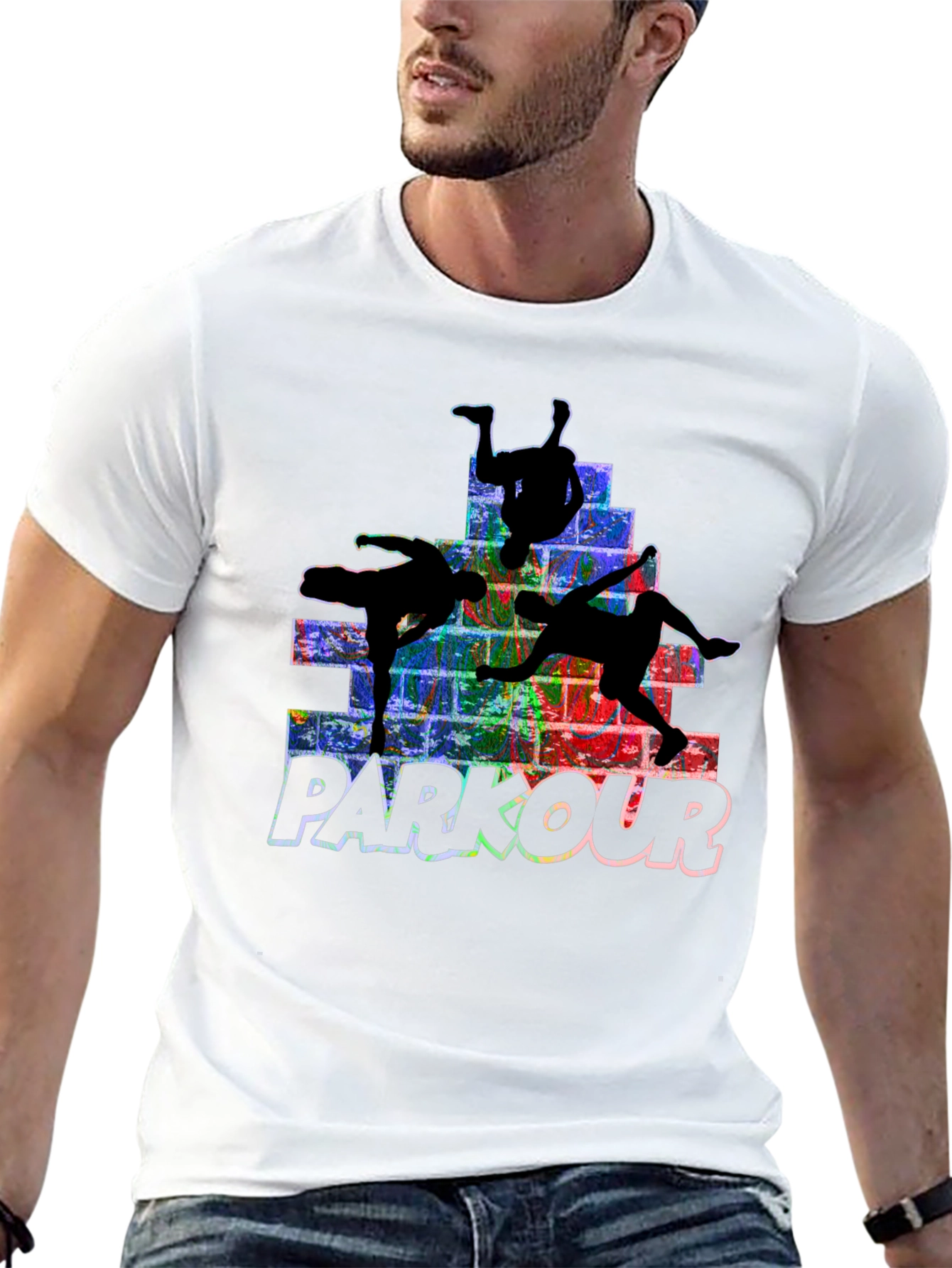 Parkour Silhouette Graphic Tee - Urban Style