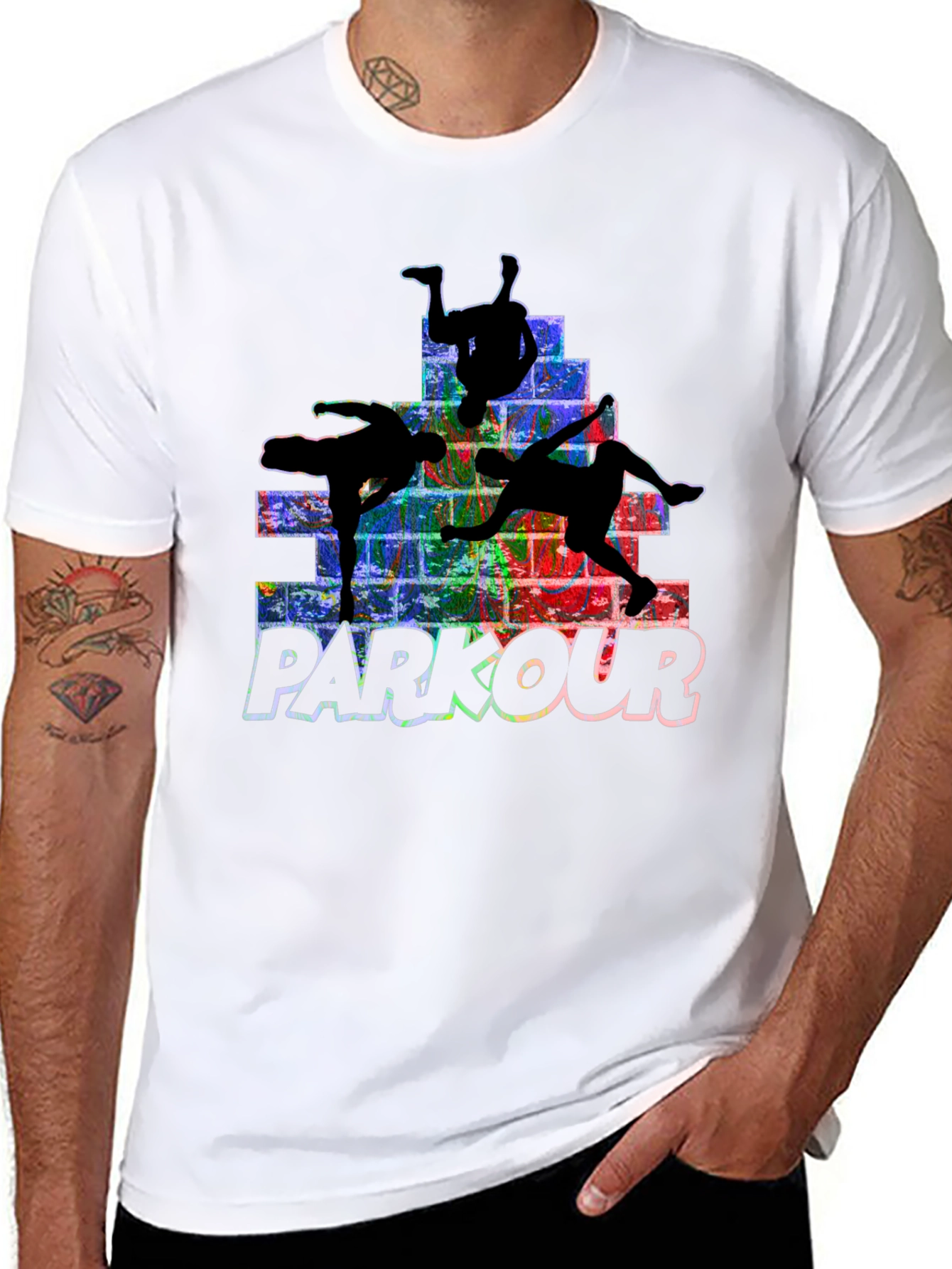 Parkour Silhouette Graphic Tee - Urban Style