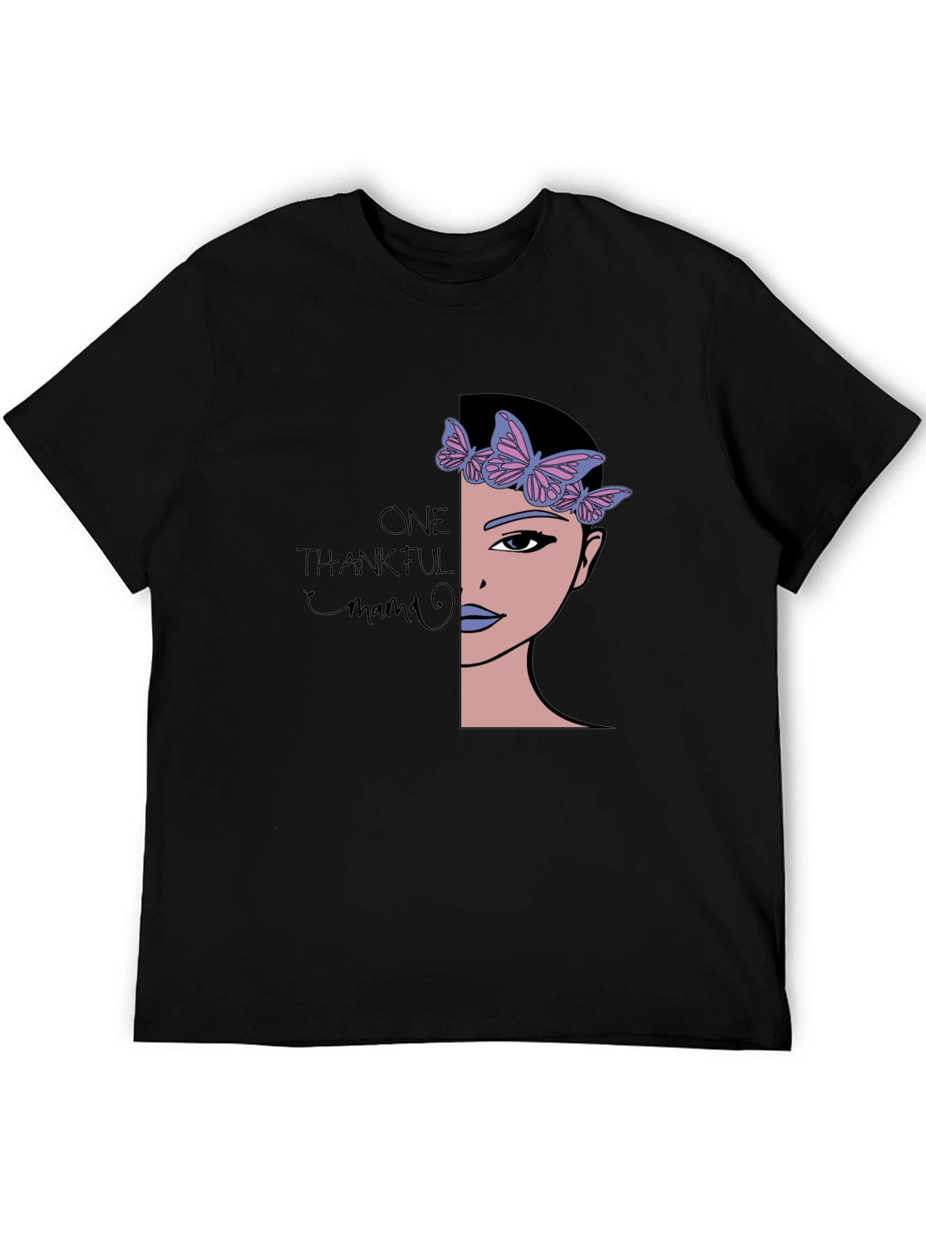 Thankful Mama Graphic Tee - Soft Black T-Shirt
