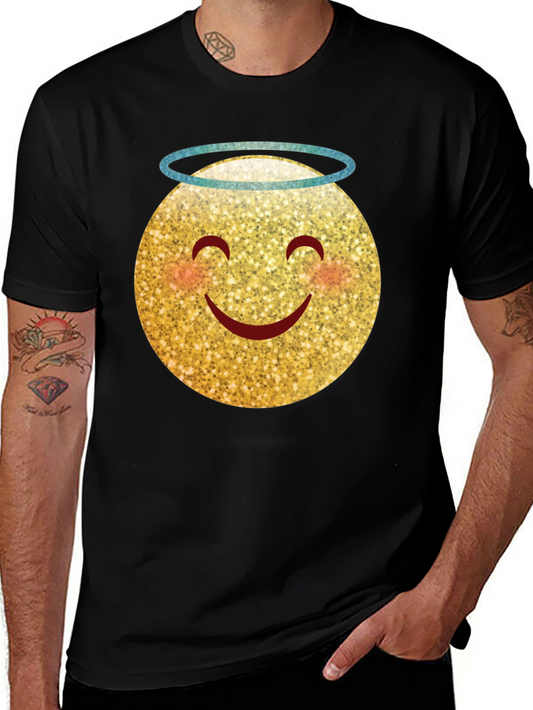 Halo Emoji Graphic Tee - Mens Black T-Shirt