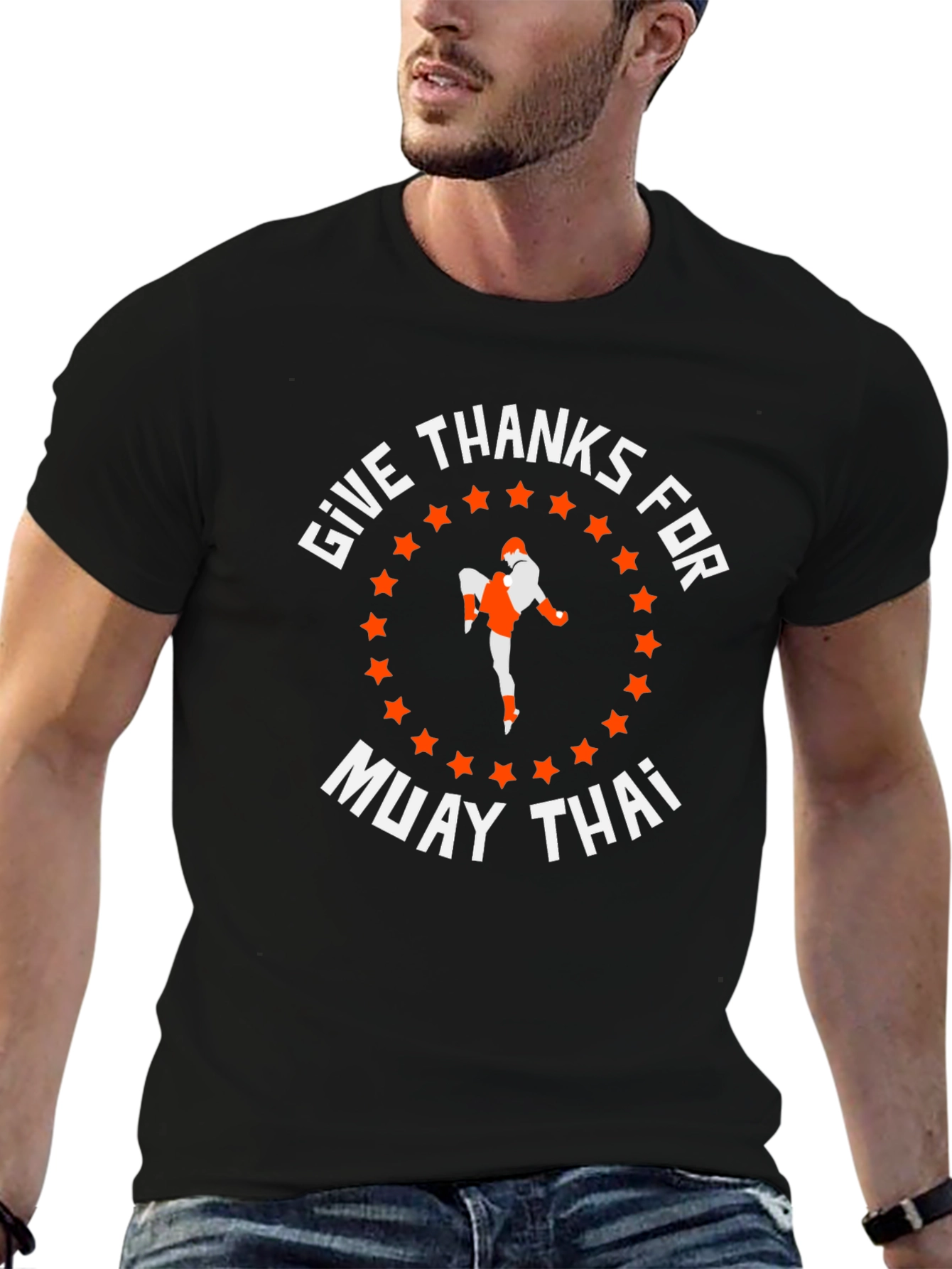Give Thanks For Muay Thai T-Shirt - Black