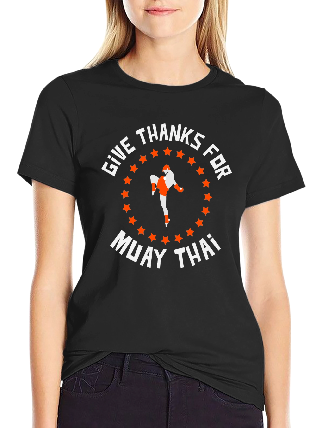 Give Thanks For Muay Thai T-Shirt - Black