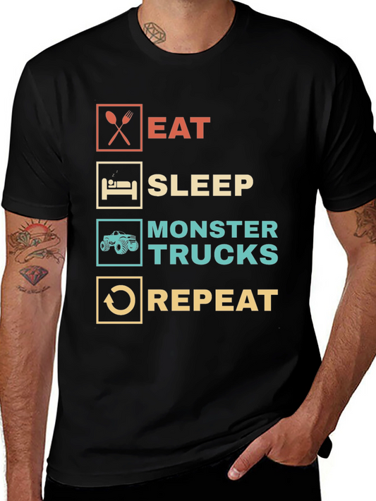 Eat Sleep Monster Trucks Repeat Graphic Tee